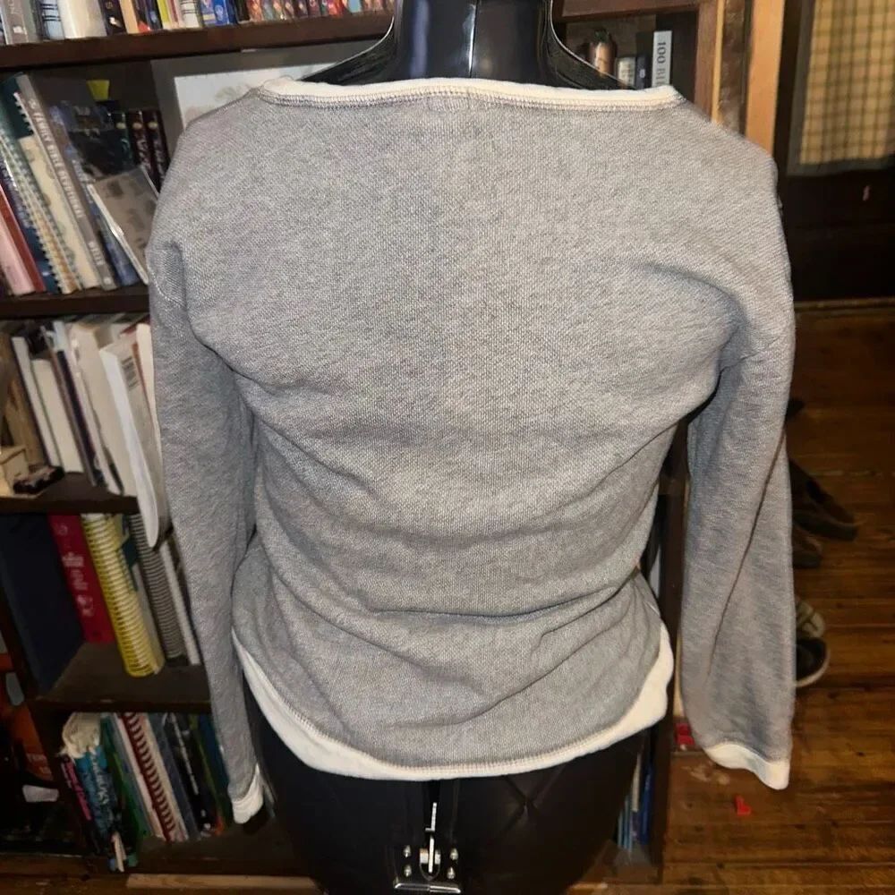 J Crew terry cloth gray cropped minimalist M sweatshirt - Picture 2 of 3